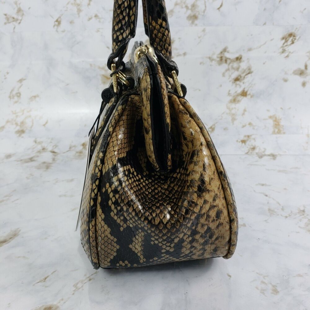 Brahmin Handbag Felix Mini Layla Satchel Purse, Coffee Animal Print - Picture 6 of 8